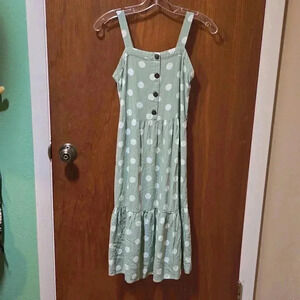 Monteau Los Angeles Green Polka Dot Dress S